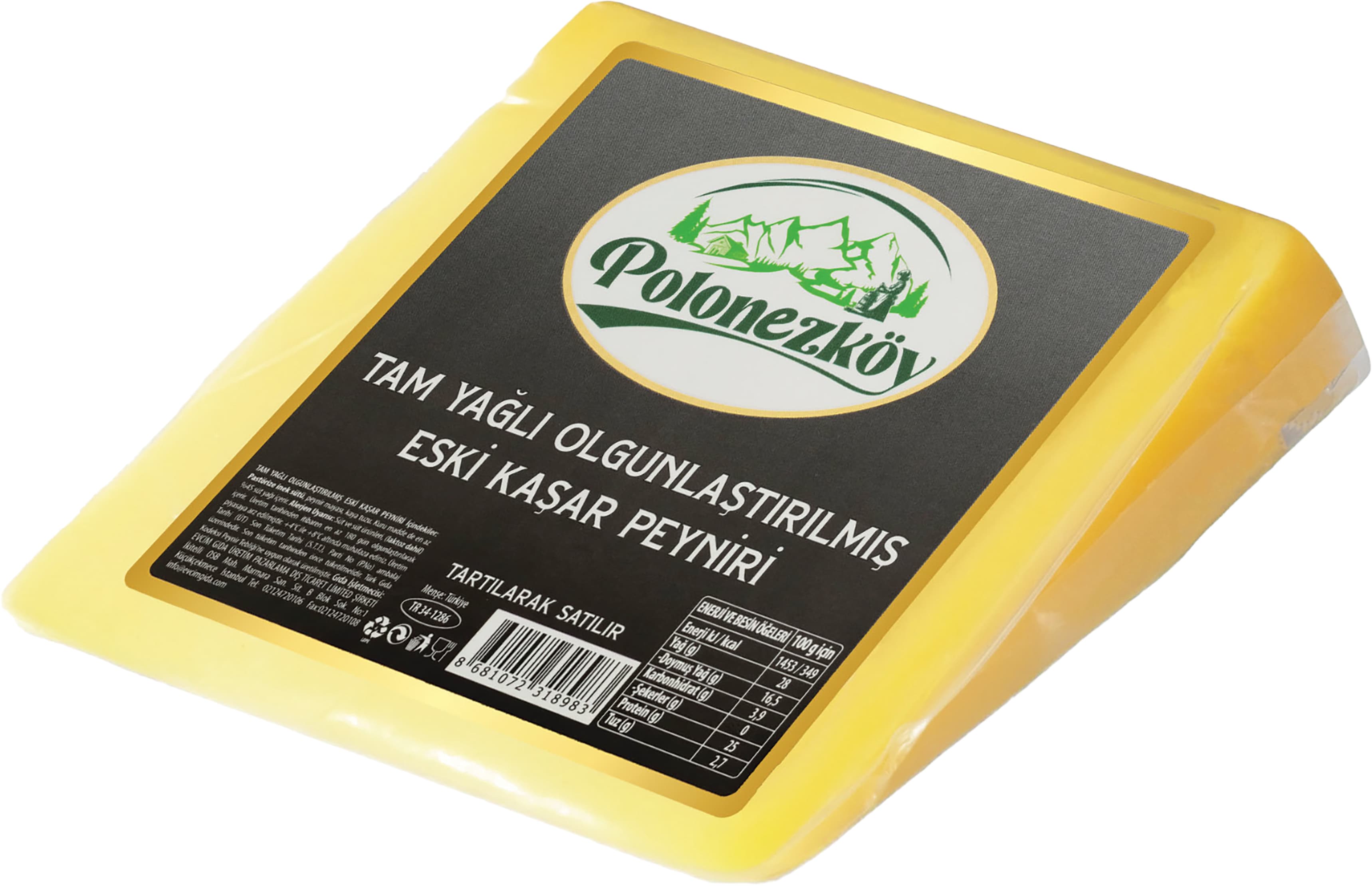 TAM YAĞLI OLGUNLAŞTIRILMIŞ ESKİ KAŞAR PEYNİRİ (İNEK)