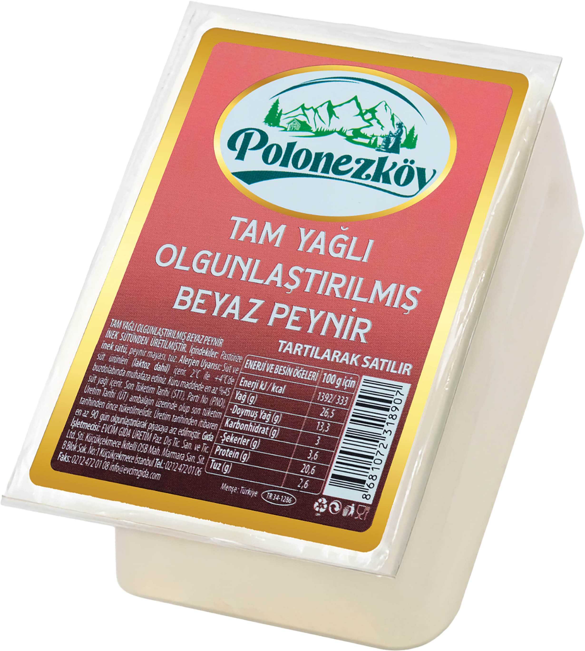 TAM YAĞLI OLGUNLAŞTIRILMIŞ BEYAZ PEYNİR (İNEK - 90 GÜN)