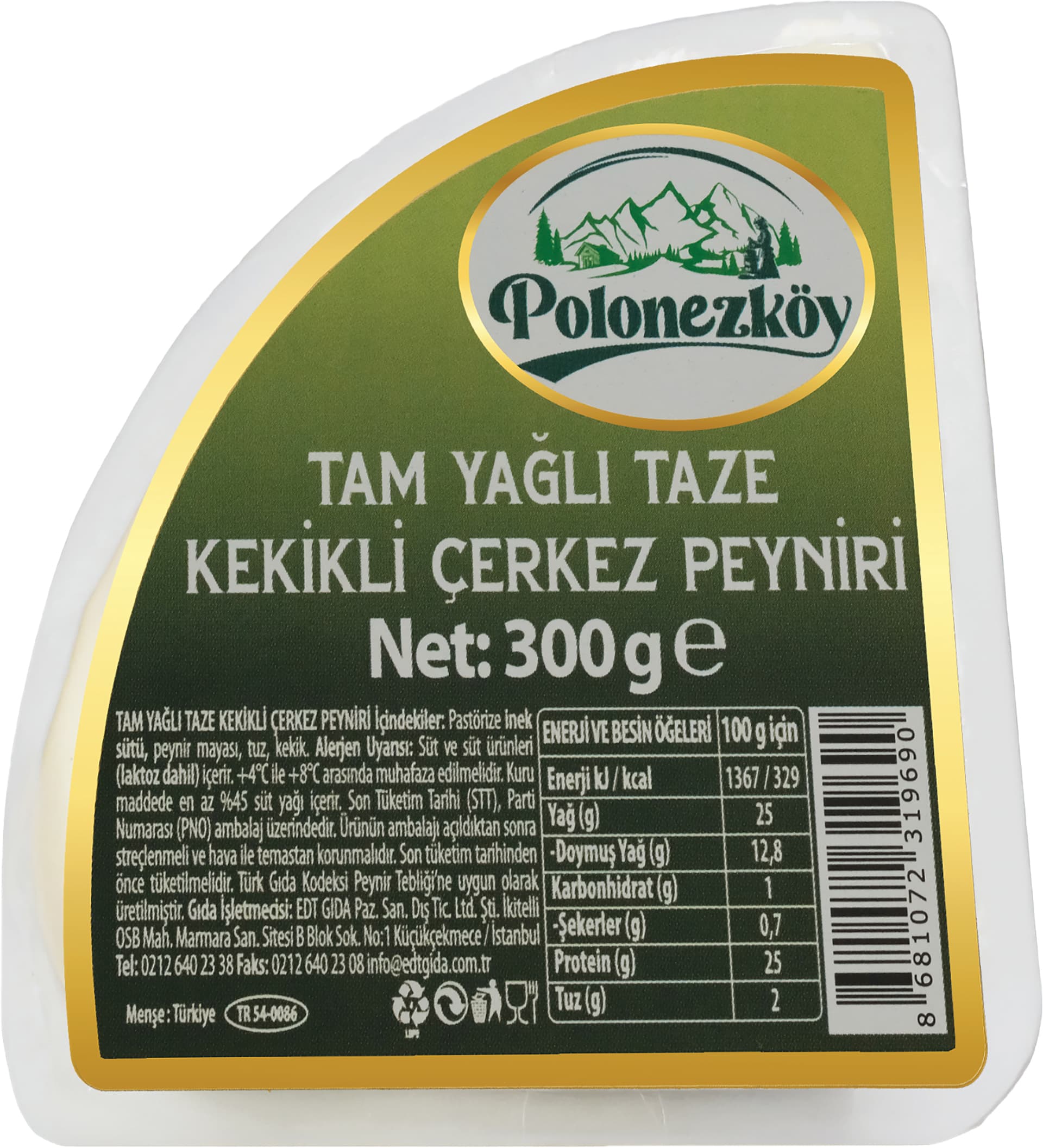 TAM YAĞLI TAZE KEKİKLİ ÇERKEZ PEYNİRİ 300 G