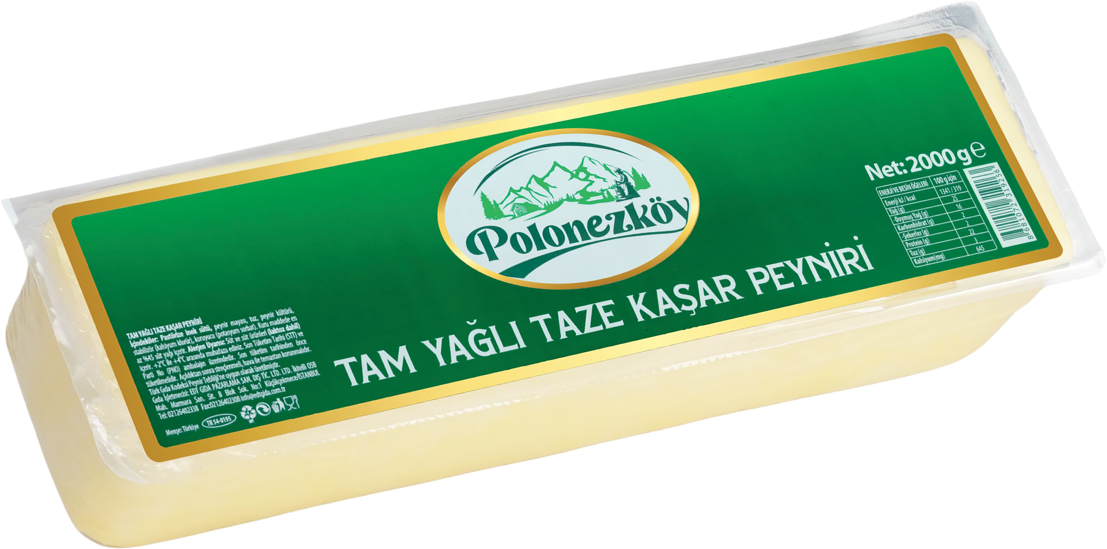 TAM YAĞLI TAZE KAŞAR PEYNİRİ 2000 G